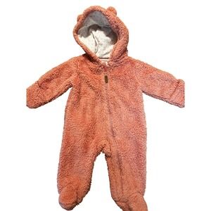 Carters Fuzzy Bear Hooded Jumpsuit Plush‎ One Piece Outfit 3M